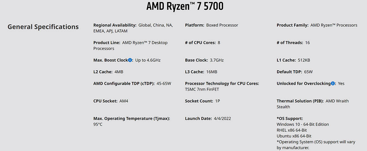 AMD推出锐龙7 5700处理器，同时公布锐龙8000G和锐龙7 5700X3D的价格